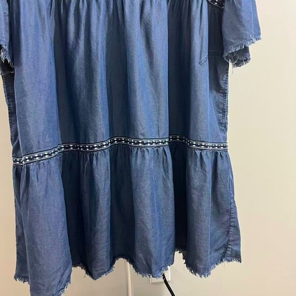 NWOT John Mark Embroidered V-Neck 3/4 Cinched Sleeve Tassel Tie Front Dress 3X - Picture 8 of 12